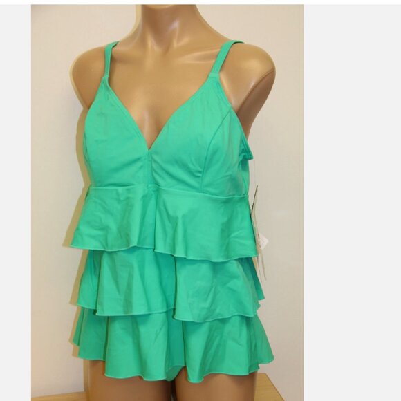 New Fit 4u Swimsui Tankini 2 pc set Sz 16W Dark Mint - Picture 2 of 4